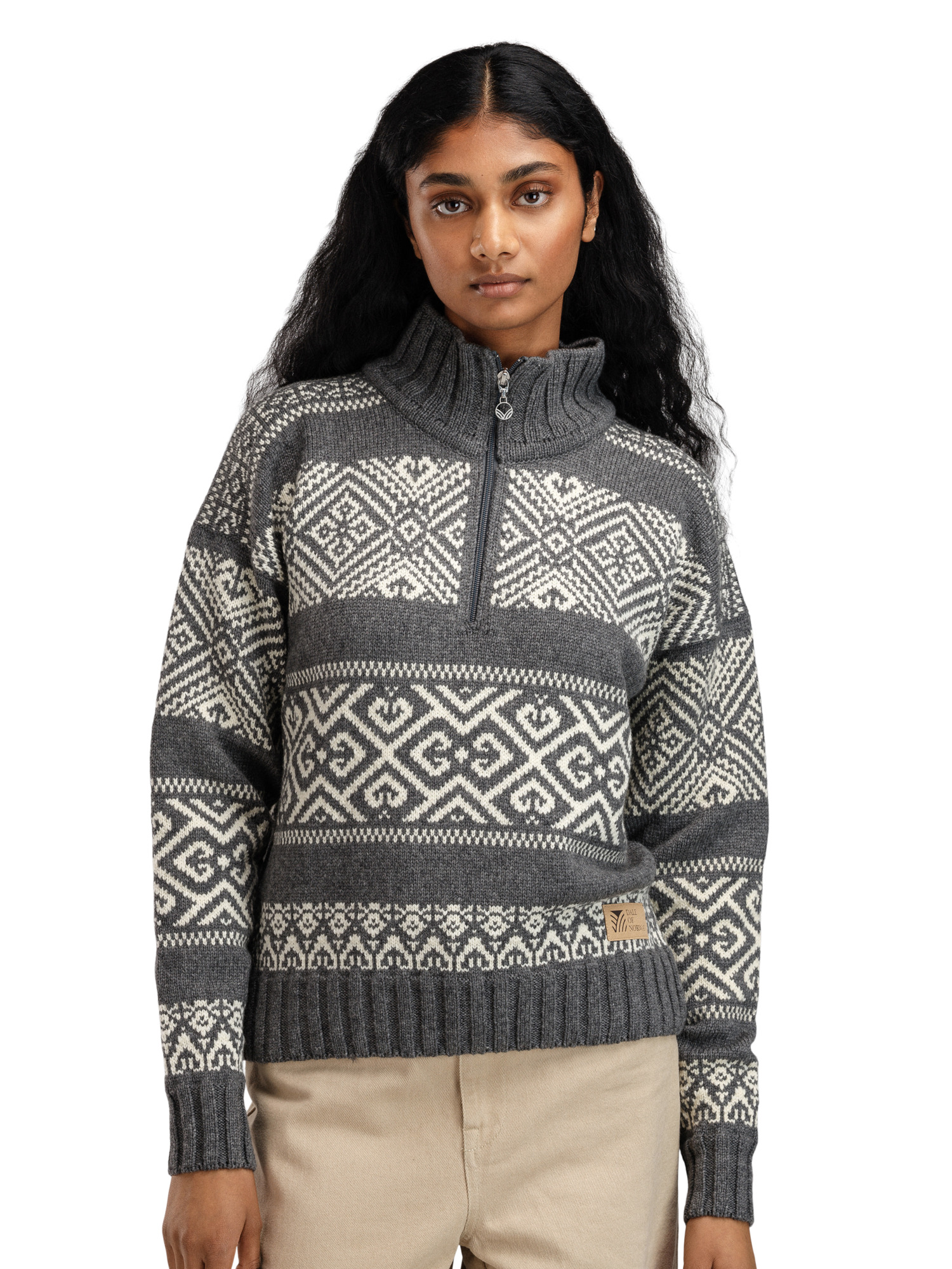 Rasletind Women's Sweater Darkcharcoal Offwhite
