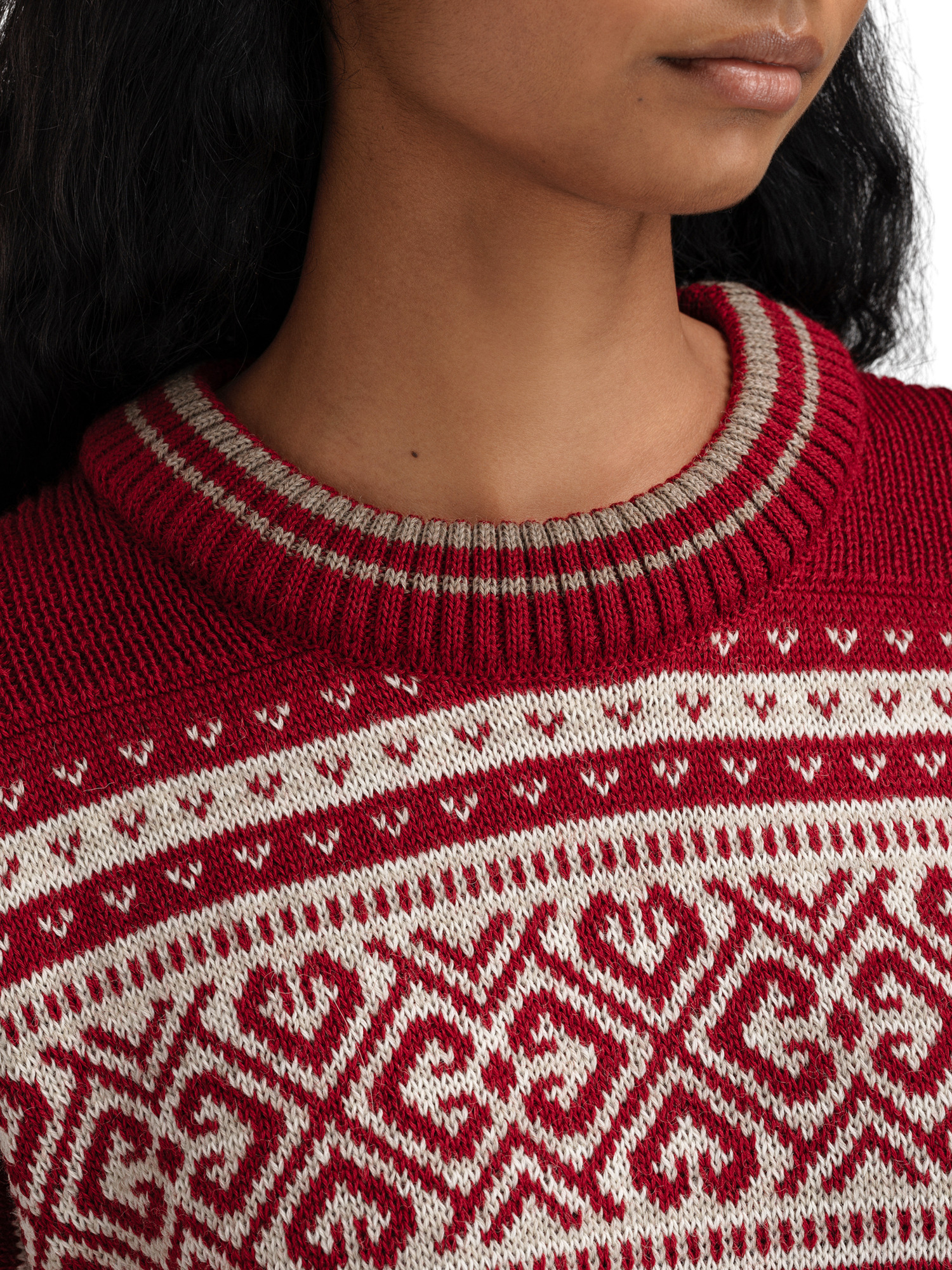 Ramberg Women's Sweater - Norwegian Wool Redrose Mountainstone SandMel