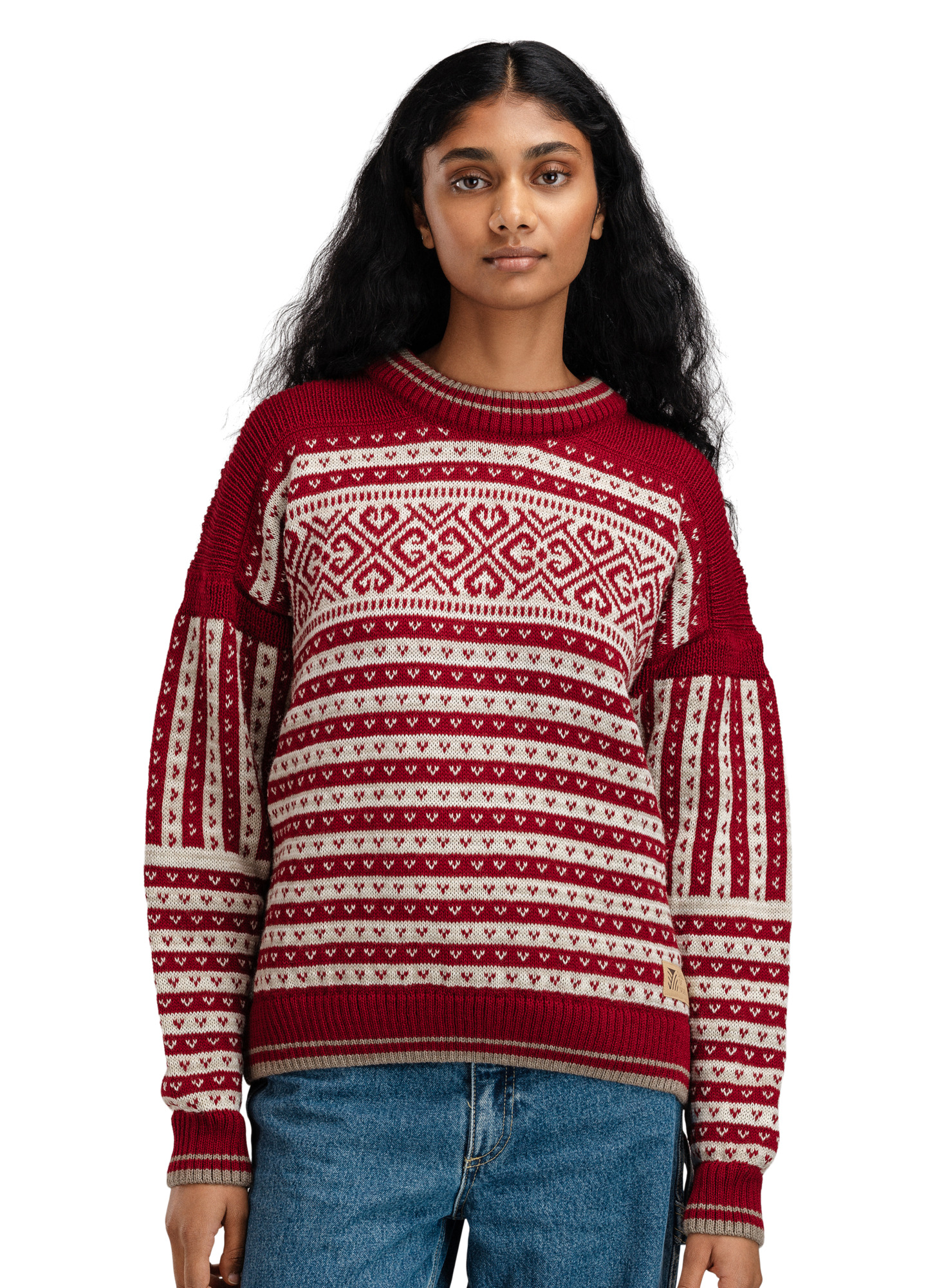 Ramberg Women's Sweater - Norwegian Wool Redrose Mountainstone SandMel
