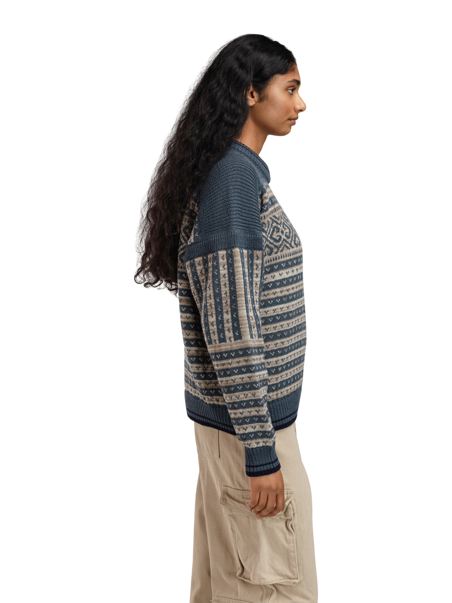 Ramberg Women's Sweater - Norwegian Wool Steel Marine Montainstone Sand