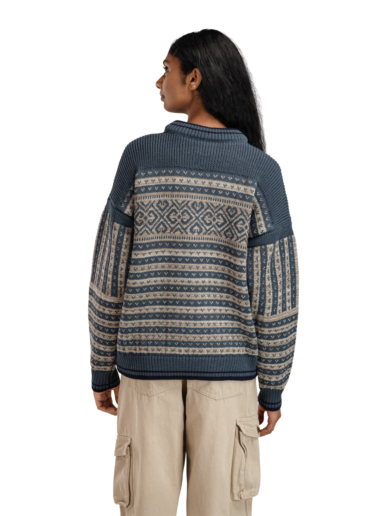 Ramberg Women's Sweater - Norwegian Wool Steel Marine Montainstone Sand