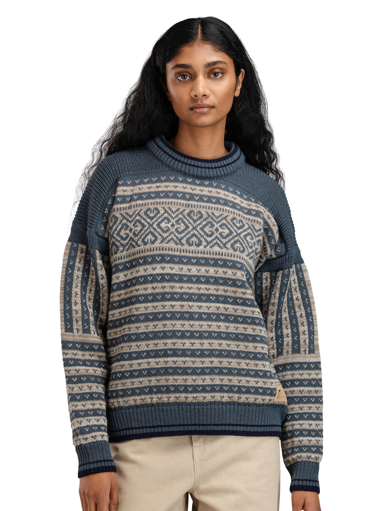 Ramberg Women's Sweater - Norwegian Wool Steel Marine Montainstone Sand