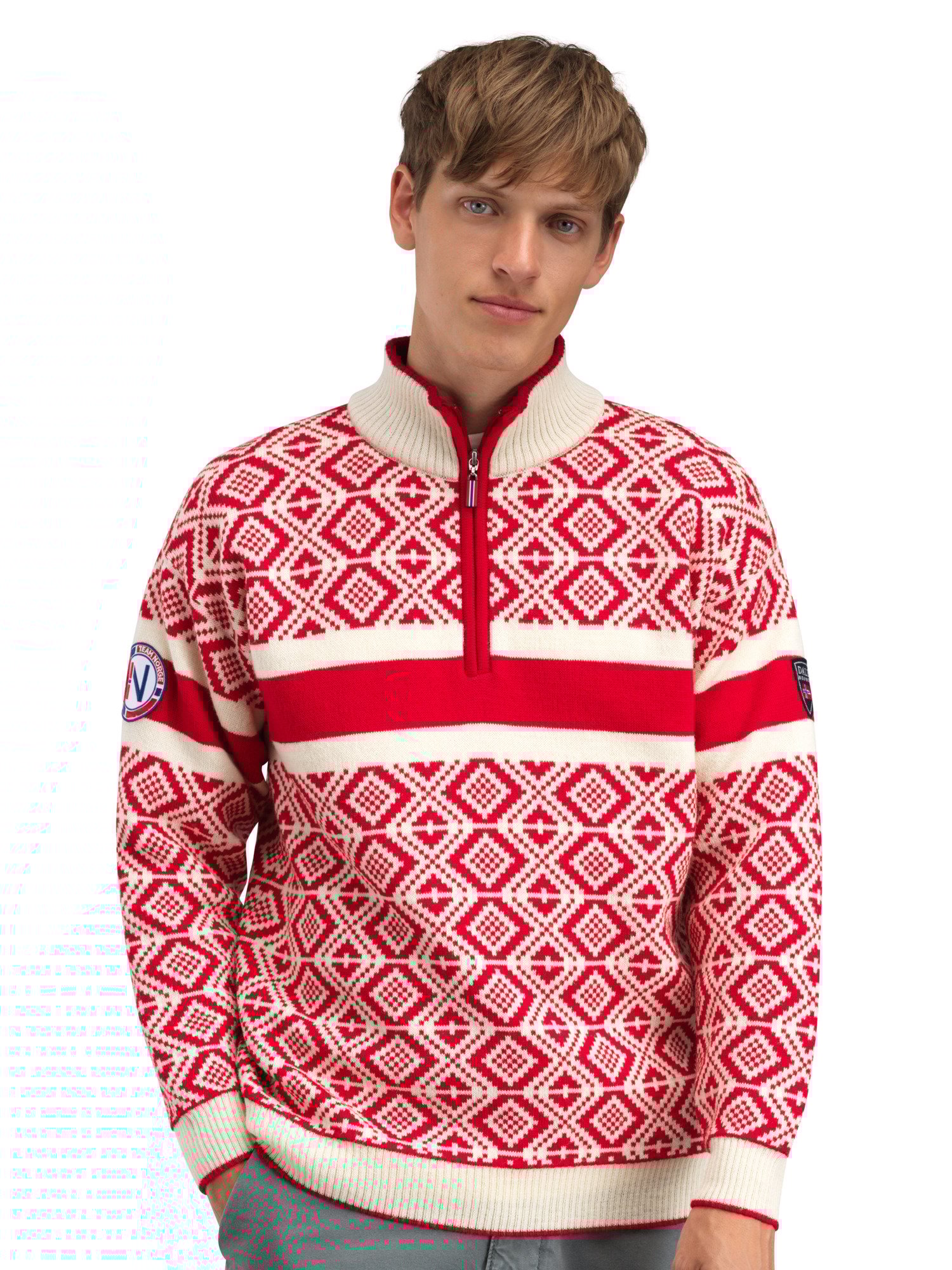 Team Norway Cortina Men’s Ski Sweater Raspberry Offwhite