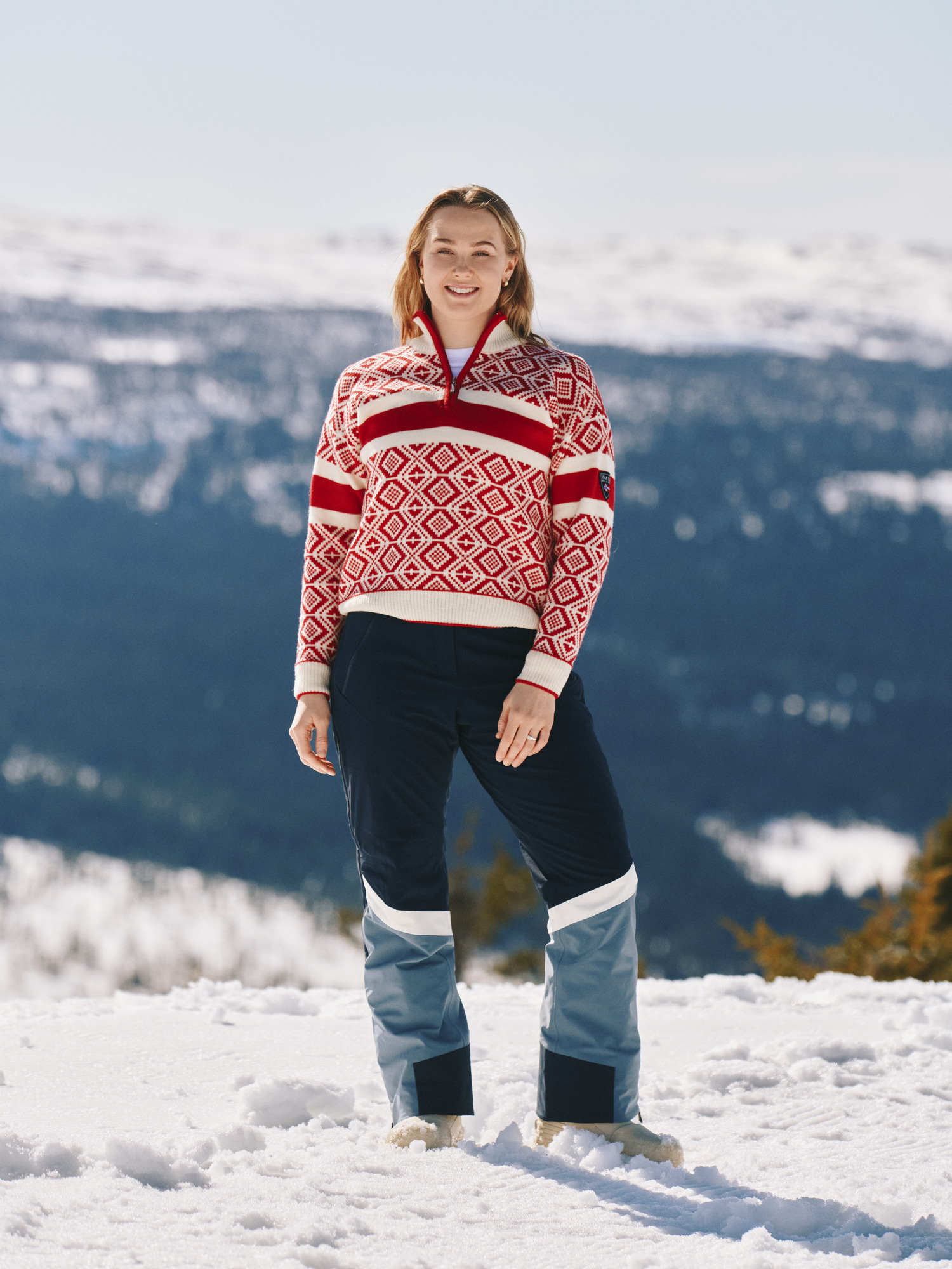 Team Norway Cortina Women’s Ski Sweater Raspberry Offwhite