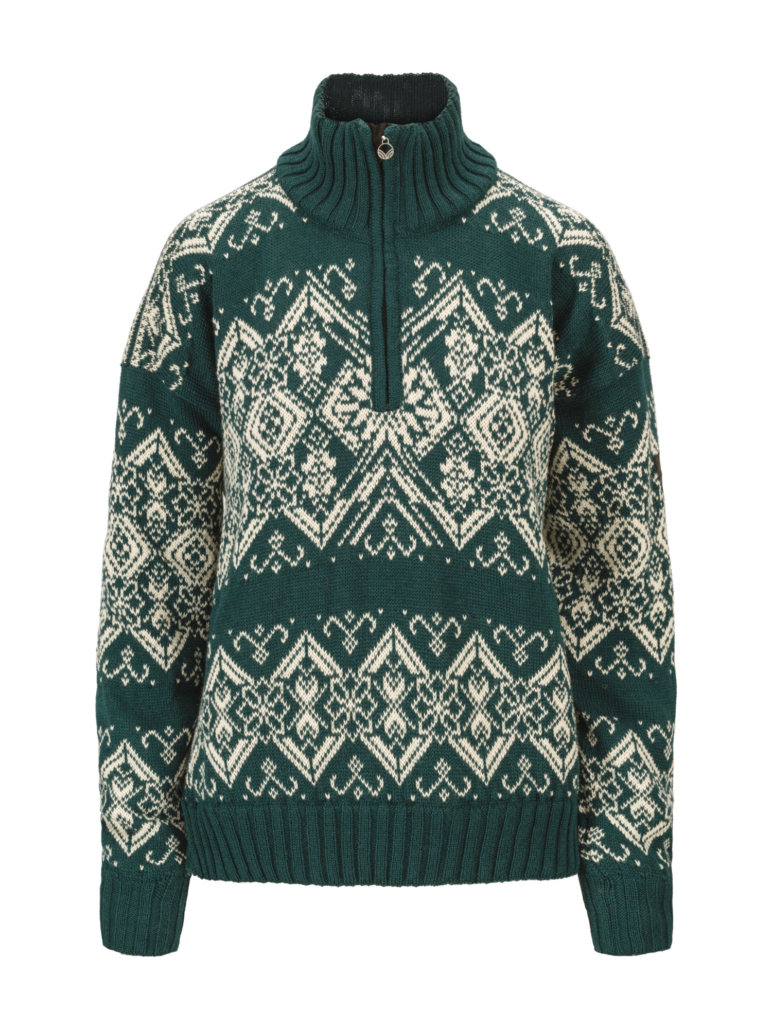 Roset Windproof Women’s Sweater - Norwegian Wool Pinegreen Offwhite