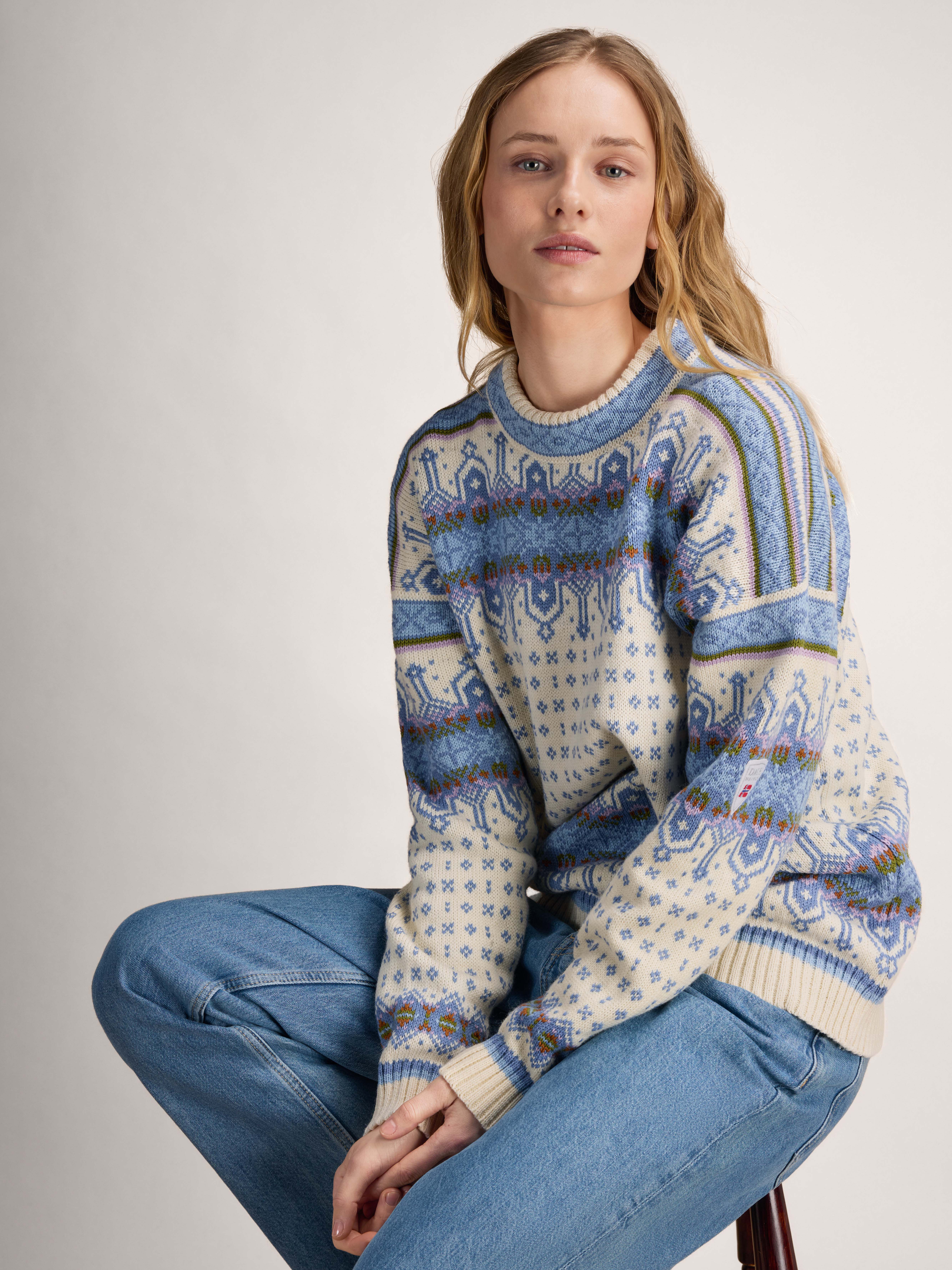 Albertville Women's Sweater Offwhite Blue Shadow