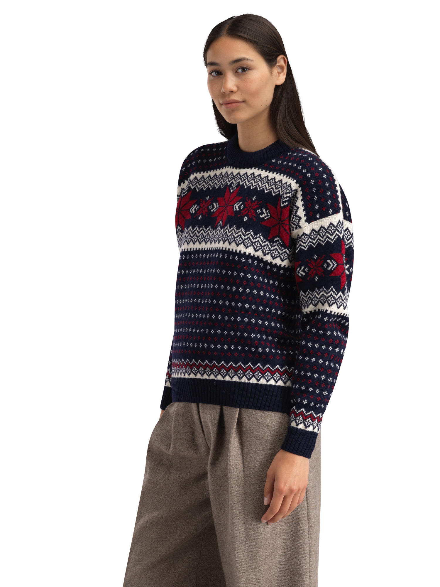 Egersund Women's Sweater Marine Offwhite Red