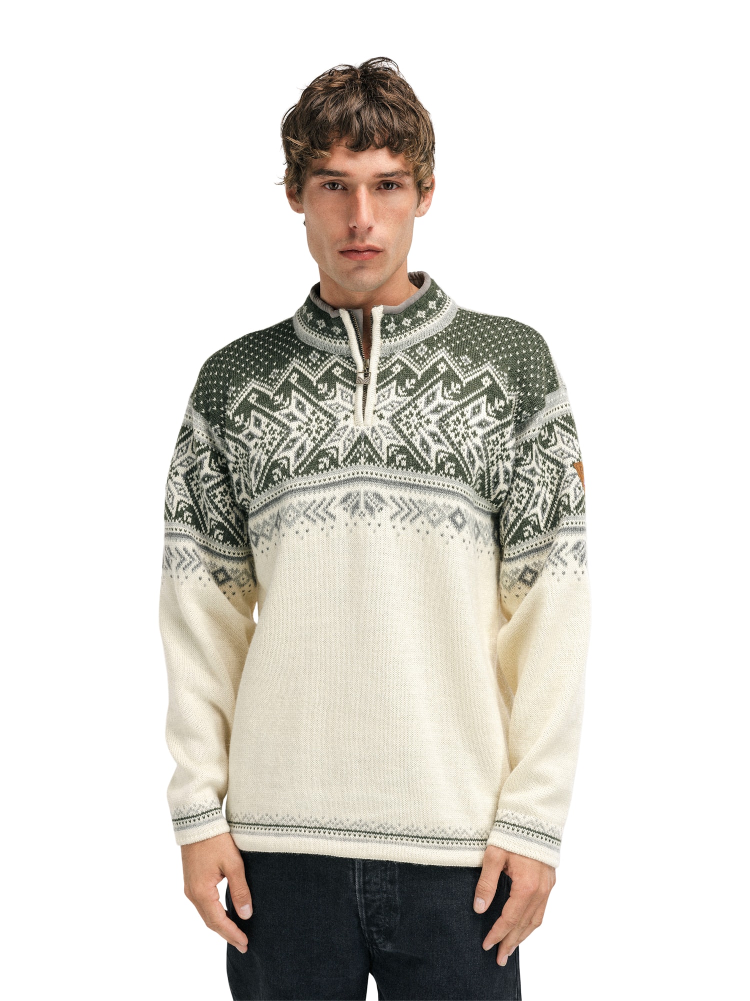 Vail Sweater - Men - Offwhite/Dark Green - Dale of Norway - Dale of Norway