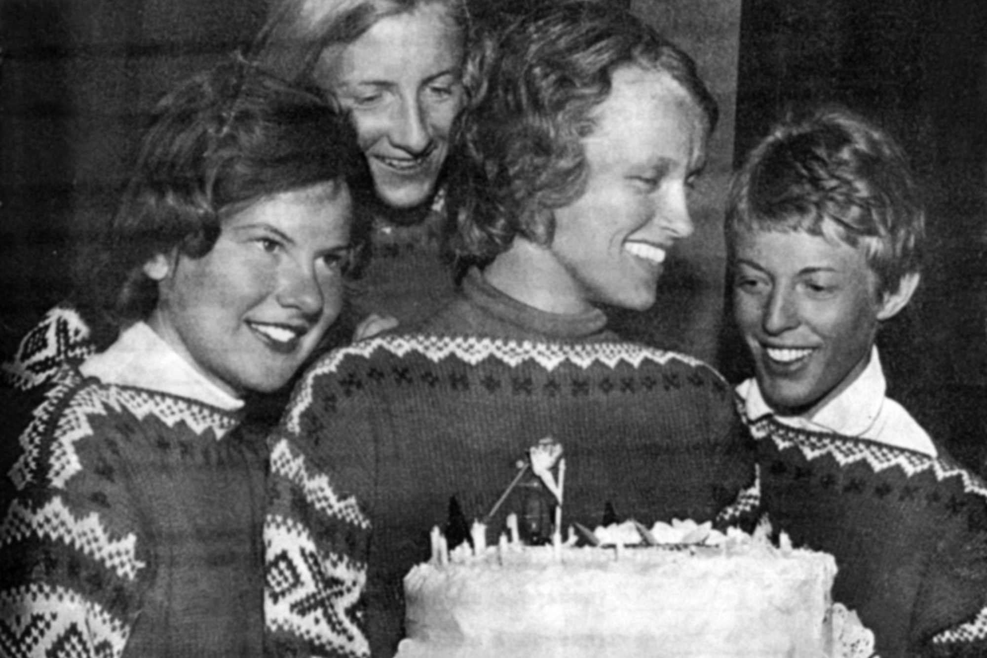 Norwegian female athletes wearing the World Championship sweater 1960  World Ski Championships - Squaw Valley, USA.