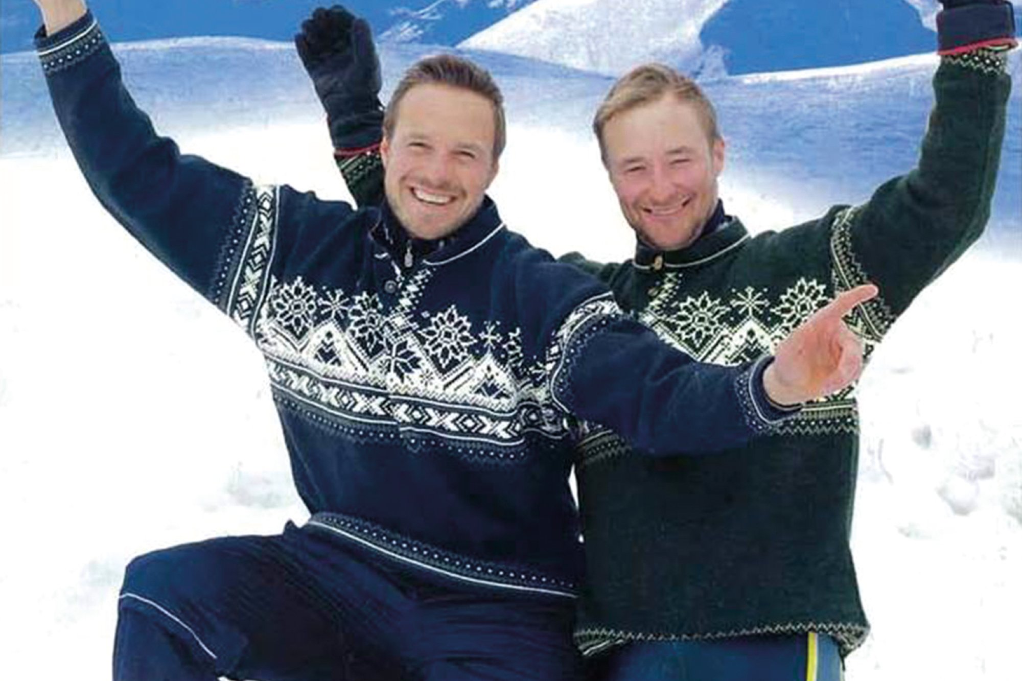 Ski-VM Lahti, Finland  2001. På bildet ser vi alpinistene Ole Kristian Furuseth og Kjetil André Aamodt. 