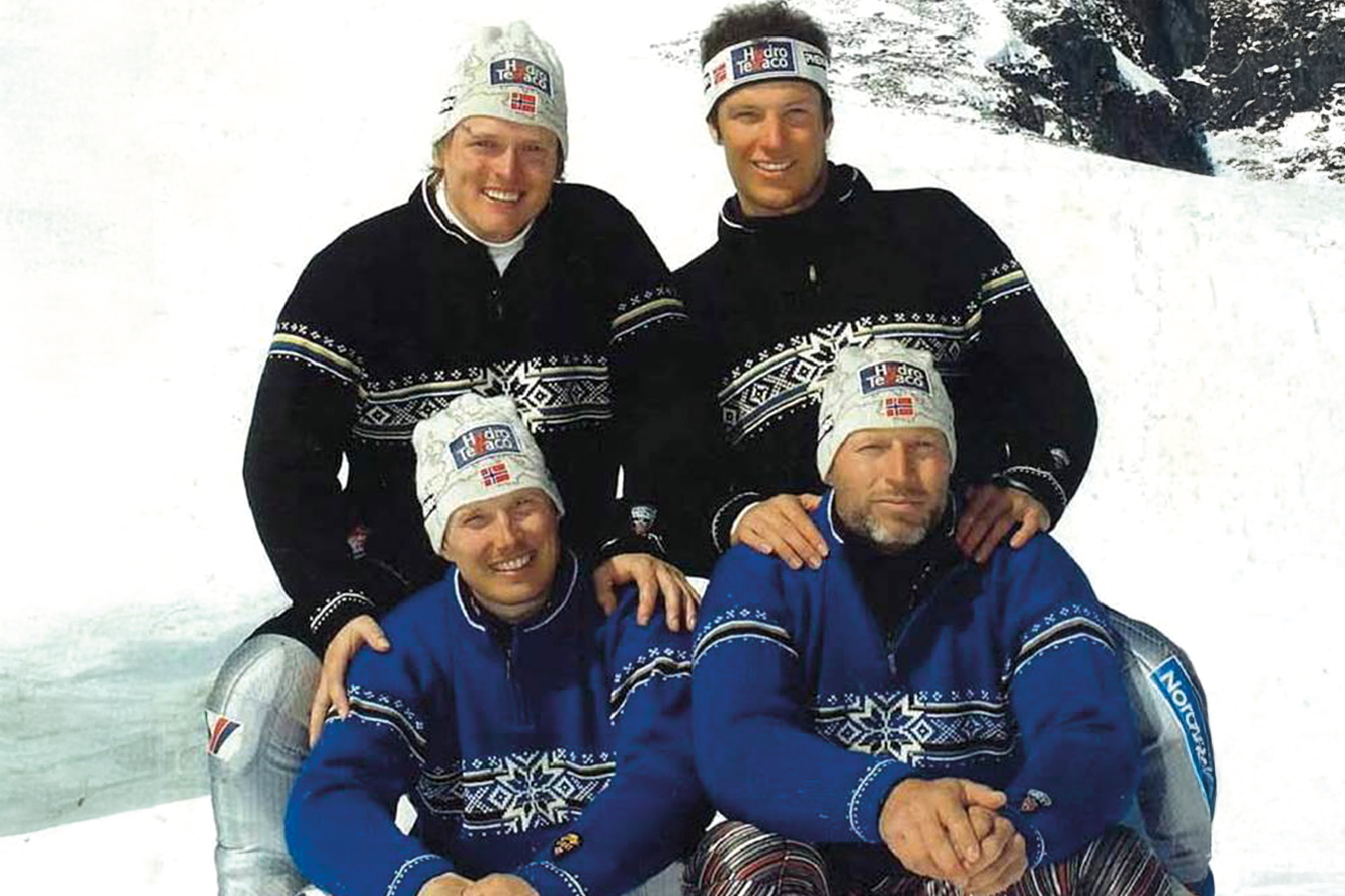 Ski-VM Oberstdorf, Tyskland  2005. På bildet ser vi alpinistene Bjarne Solbakken og Aksel Lund Svindal (bak), og Truls Ove Karlsen og Lasse Kjus (foran). 